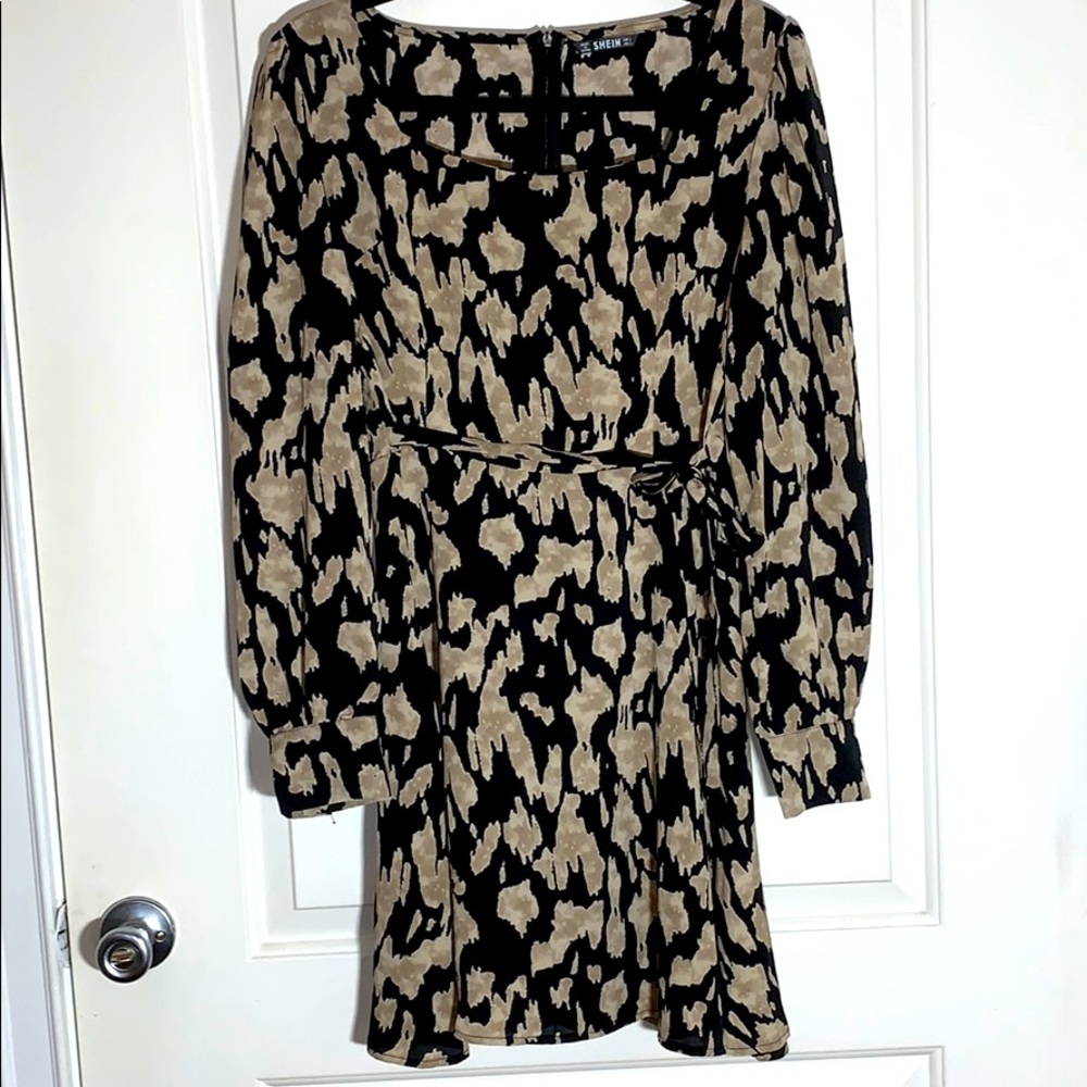 Black and Tan print cocktail dress
